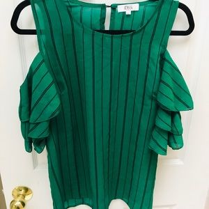 Vici green striped shoulder top